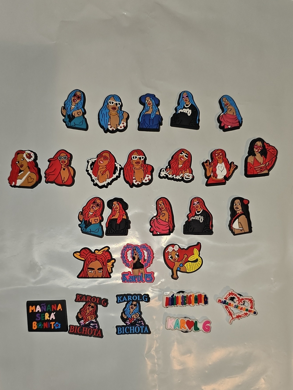 Assorted Croc Charms Karol G, Manana Sera Bonito 27 pcs NWOT